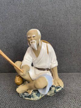 Large Figurine Shiwan Chinese Mudman Fisherman