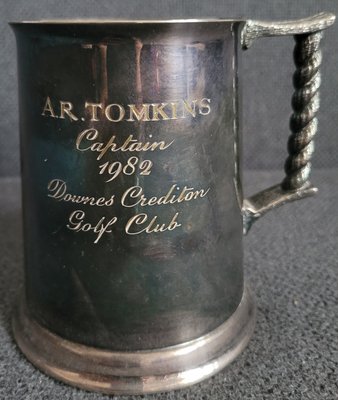 Vintage silver-plated beer mug.