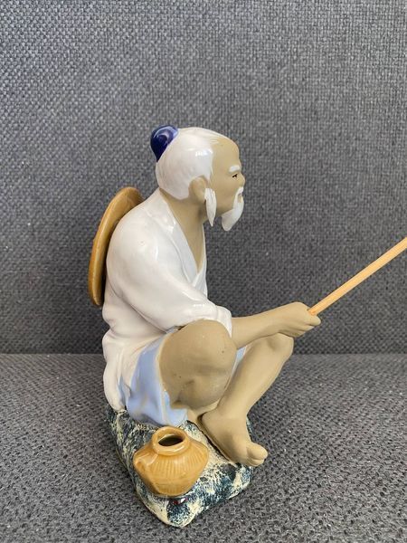 Large Figurine Shiwan Chinese Mudman Fisherman