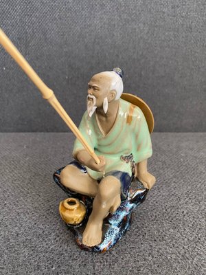 Figurine Shiwan Chinese Mudman Fisherman