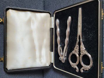 Antique Victorian silver-plated set Nutcracker with grape scissors