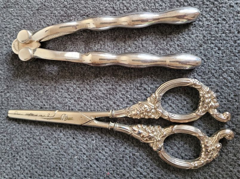 Antique Victorian silver-plated set Nutcracker with grape scissors